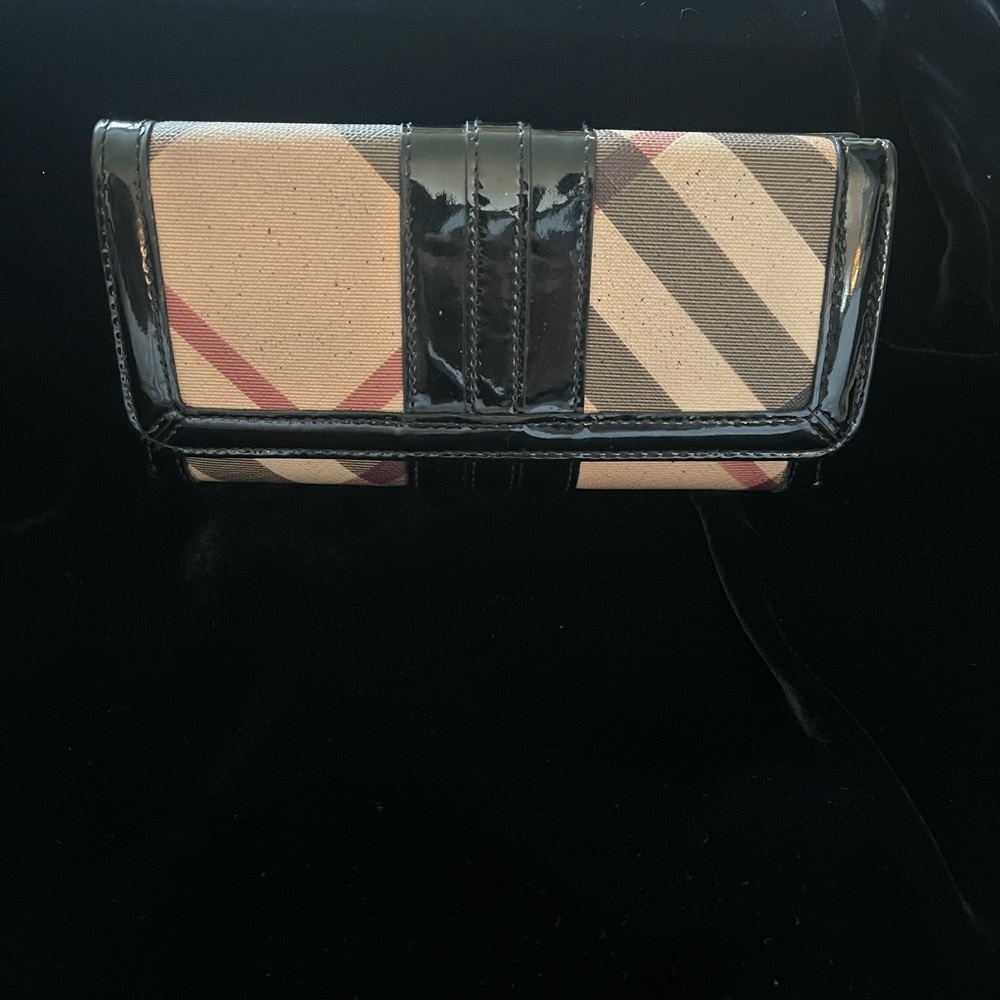 Burberry Checkered Patent Leather Wallet